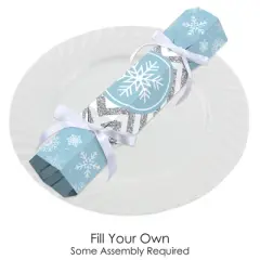 Big Dot of Happiness Winter Wonderland - No Snap Snowflake Holiday Party and Winter Wedding Party Table Favors - DIY Cracker Boxes - Set of 12