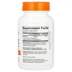 Doctor's Best High Absorption Magnesium, Lysinate Glycinate 100% Chelated, 105 mg per Serving, 120 Veggie Caps