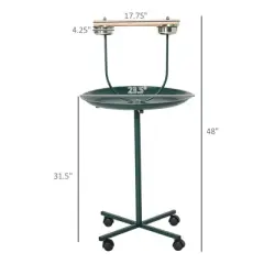 Resenkos 48" Rolling T-Stand Bird Training Activity Playground With Perch Green
