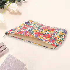 Unique Bargains Women Portable Printed Clutch Makeup Bag Red 1 Pc