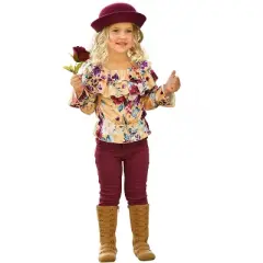 Girls Make Me Better Burgundy Jeans Set - Mia Belle Girls