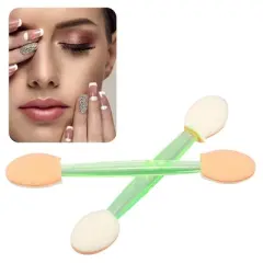 Unique Bargains Short Sponge Dual Sides EyeShadow Makeup Applicators Brushes Green White 25 PCS