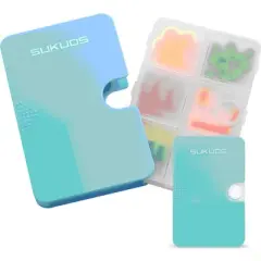 Sukuos Slim Pill Organizer 1 Pack, 4 Compartments, Portable Travel Pill Box, Vitamin Holder, Easy to Open Medicine Dispenser
