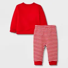 Baby 2pc Santa Fleece Graphic Top & Bottom Set - Cat & Jack&trade; Red
