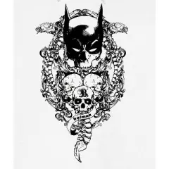 Batman Bat Mask And Three Skulls Men's White Graphic Hoodie