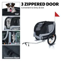 KTMBDW Large Folding Bike Trailer for Dogs&ndash;66LB Capacity All-Terrain Pet Carrier, Durable Steel Frame for Cycling, Jogging,Camping, Outdoor Adventures