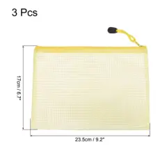 Unique Bargains PVC Waterproof Mesh Zipper Office Travel File Bags 3 Pcs