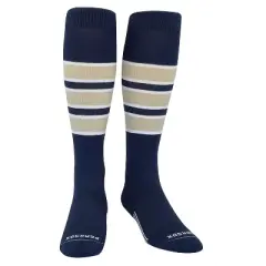 PEAR SOX Striped OTC Baseball, Softball, Football Socks - Navy, White, Vegas Gold (C)