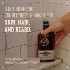 18.21 Man Made Absolute Mahogany 3-in-1 Mens Shampoo, Conditioner + Body Wash, 18 oz