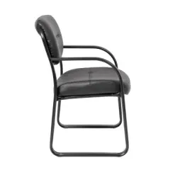 Leather Sled Base Guest Chair Black - Boss Office Products