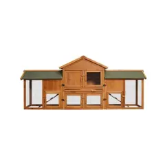 Whisen Wooden Outdoor Rabbit Hutch, Running Cage, Tray Ramp