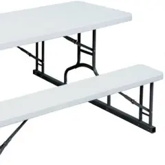 Plastic Development Group 6 Foot Indoor Outdoor Picnic Table with Steel Frame for Parties, Holidays, Weddings, and Crafts, White