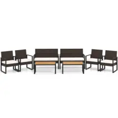 Costway 8 Piece Patio Furniture Set with Cushioned Chairs & Wood Plastic Coffee Table