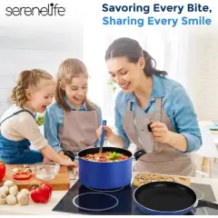 SereneLife Home Kitchen Cookware Set &ndash; 15-Piece Non-Stick Pots & Pans Set with Heat Resistant Lacquer Finish