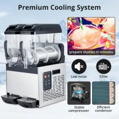 Commercial Grade Dual-Tank Slushy Machine &ndash; 12L&times;2 Capacity, 700W High-Power Frozen Drink Maker with Quick Freeze & Auto-Clean