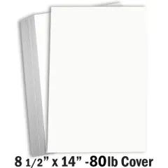 Hamilco Bright White Legal Cardstock Paper 8 1/2" x 14" Card Stock 80lb Cover 25 Pack