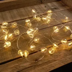 Lumabase 2ct Battery Operated Mini String Lights with Crystal Balls