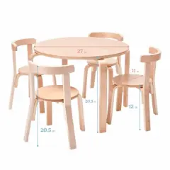 ECR4Kids Bentwood Table and Curved Back Chair Set, Kids Wood Furniture