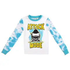 TITLE: Attack Mode Youth Boy's Blue And White Wash Long Sleeve Shirt & Sleep Pants Set