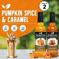 Syruvia Variety Pack - Pumpkin Spice & Caramel Syrup 25.4 Fl oz (2-Pack)