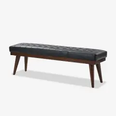Olga 55.5" Wide Mid-century modern genuine leather Bedroom Bench |ARTFUL LIVING DESIGN