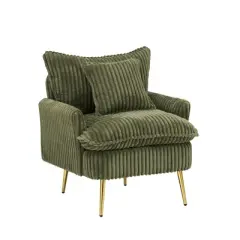 30.31 inch single chair Fashion sofa, green sofa, coarse Polyester Polyester, soft and comfortable, suitable for apartment office living room bedroom