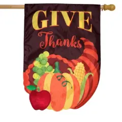 Briarwood Lane Cornucopia Applique Autumn House Flag Thanksgiving Double Sided 28" x 40"