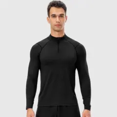 Anna-Kaci Active Men's Long Sleeve Quarter Zip Top with Athletic Fit and Raglan Sleeves for Training or Casual Wear