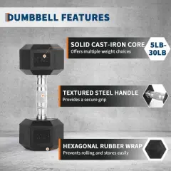 60 lbs-110 lbs Hex Dumbbell Set, 5-30 lbs PVC Hex Dumbbell Weight Set for Strength Training, Exercise and Fitness Dumbbells
