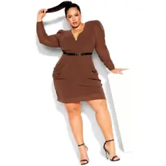 Women's Plus Size Wrap Affair Dress - truffle | CITY CHIC