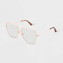 Women's Satin Metal Square Blue Light Filtering Glasses - Universal Thread&trade; Gold