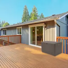 Plastic Development Group 105 Gallon Weatherproof Resin Outdoor Patio Storage Deck Box with Secure Lid Retainer Straps, Driftwood Gray