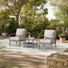 SONGMICS HOME Sencillo Collection - Lounge Chair, Armchair, 1-Seat Sofa, Patio Seat, with Faux Wood Armrests, Gray and Beige