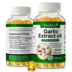 Mulittea Organic Odorless Garlic Capsules 5000mg &ndash; Heart, Immune & Digestive Support - 120 Softgels