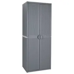vidaXL Outdoor Cabinet Garden Storage Unit Shed with Shelves PP Wood Look - Gray 4 Shelves