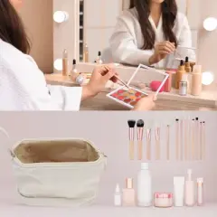 Unique Bargains Double Layer Makeup Bag 1 Pc