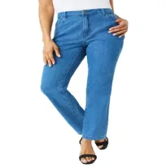 Jessica London Women&rsquo;s Plus Size Tall Classic Cotton Denim Straight Jeans