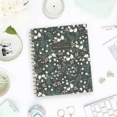 Blue Sky Ivory Paper Co 2025-2026 Weekly/Monthly Wirebound Planner 7"x9" Hardcover Ottillie Black Floral