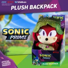 Sonic Prime: 15" Plush Backpack - Gnarly Knuckles - Kids Backpack,Ages 3+