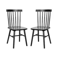 Emma and Oliver Set of Premium Solid Wood Spindle Back Armless Dining Chairs with Saddle Seats and Felt Floor Protectors