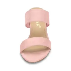 Allegra K Women's Block Heel Dual Straps Slide Sandals