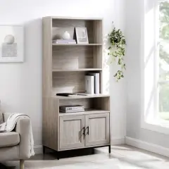 64.12" Orin Modern 2 Door Bookshelf Hutch - Saracina Home