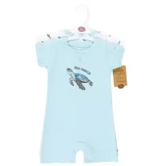Touched by Nature Unisex Baby Organic Cotton Rompers, Endangered Sea Turtle