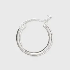 Women's Sterling Silver Tube and Square Cut Hoop Earring Set 2pc - A New Day&trade; Silver