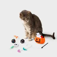 Pumpkin Pail Cat Ball Plush Toy Set - 6pk - Boots & Barkley&trade;