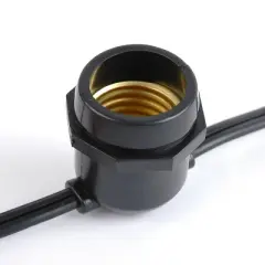 Novelty Lights Edison Outdoor String Lights with 50 In-Line Sockets Black Wire 100 Feet