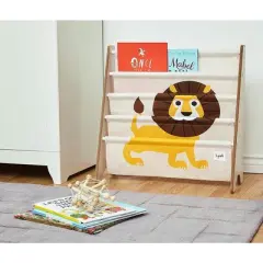 3 Sprouts High Quality Multipurpose Kids and Toddler Playroom or Bedroom Storage Shelf Organizer Bookcase Furniture, Yellow Lion