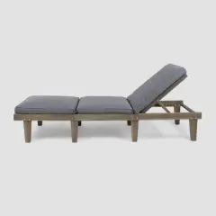 Ariana Acacia Wood Chaise Lounge - Gray/Dark Gray - Christopher Knight Home