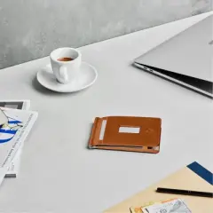 DONBOLSO Leather RFID Wallet For Men 8 Card Slots Slim Bifold Wallet RFID Blocking Front Pocket Wallets, Brown