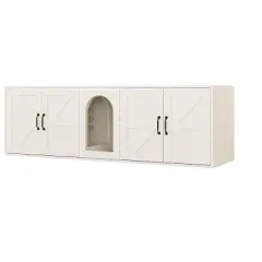 JUJABU White Litter Box Enclosure for 2 Cats